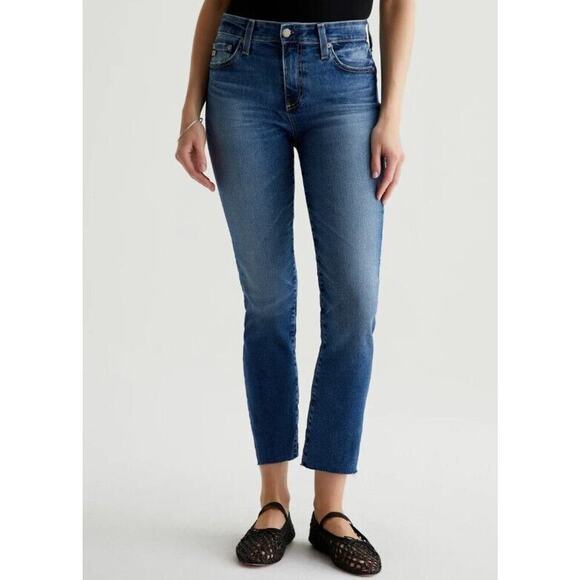AG Adriano Goldschmied 32 Jeans Marni Crop High Rise Slim Straight Stretch - Picture 1 of 10